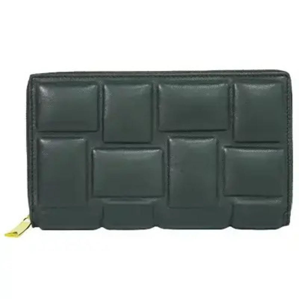 Bottega Veneta Padded Round Zipper Long Wallet Leather Black